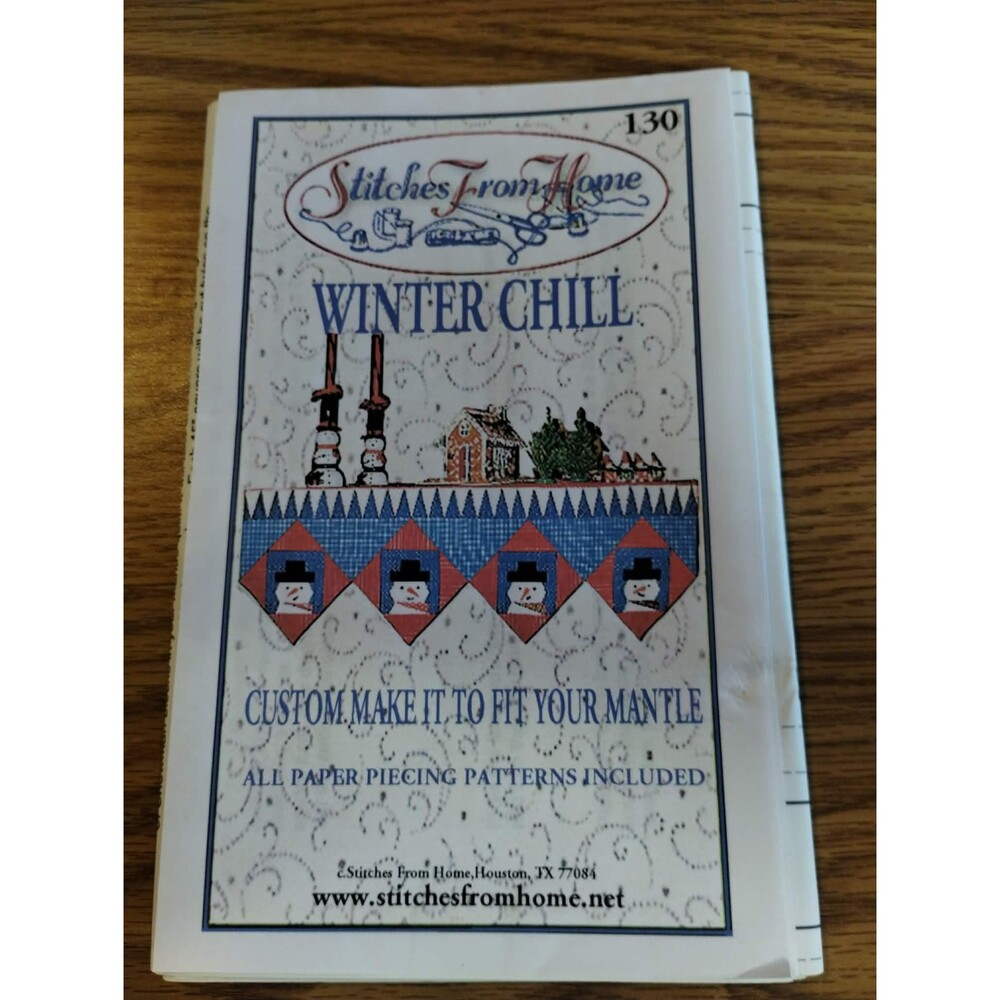 Winter Chill Fireplace Mantle Paper Pieced Quilt Sewing Pattern, Snowmen